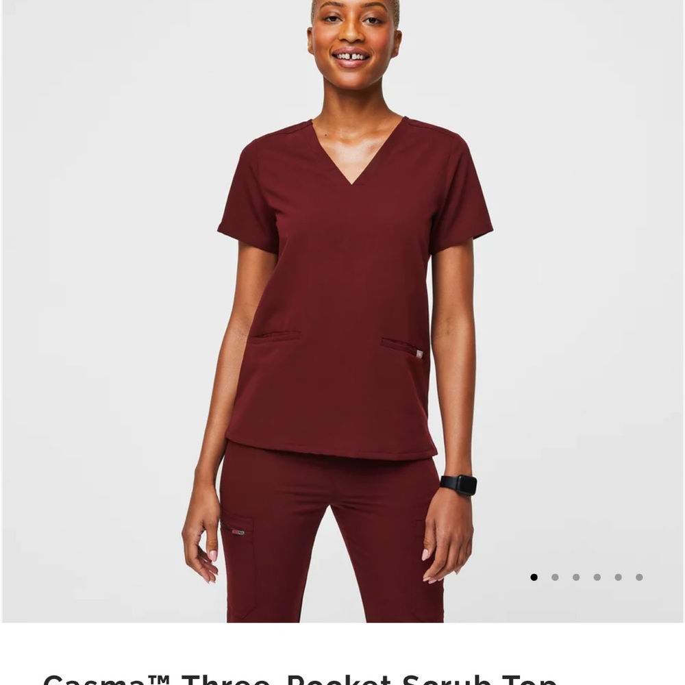 Womens Casma 3 pocket Scrub top - Burgundy XL